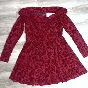Wild Fable Red Velvet Rose Dress